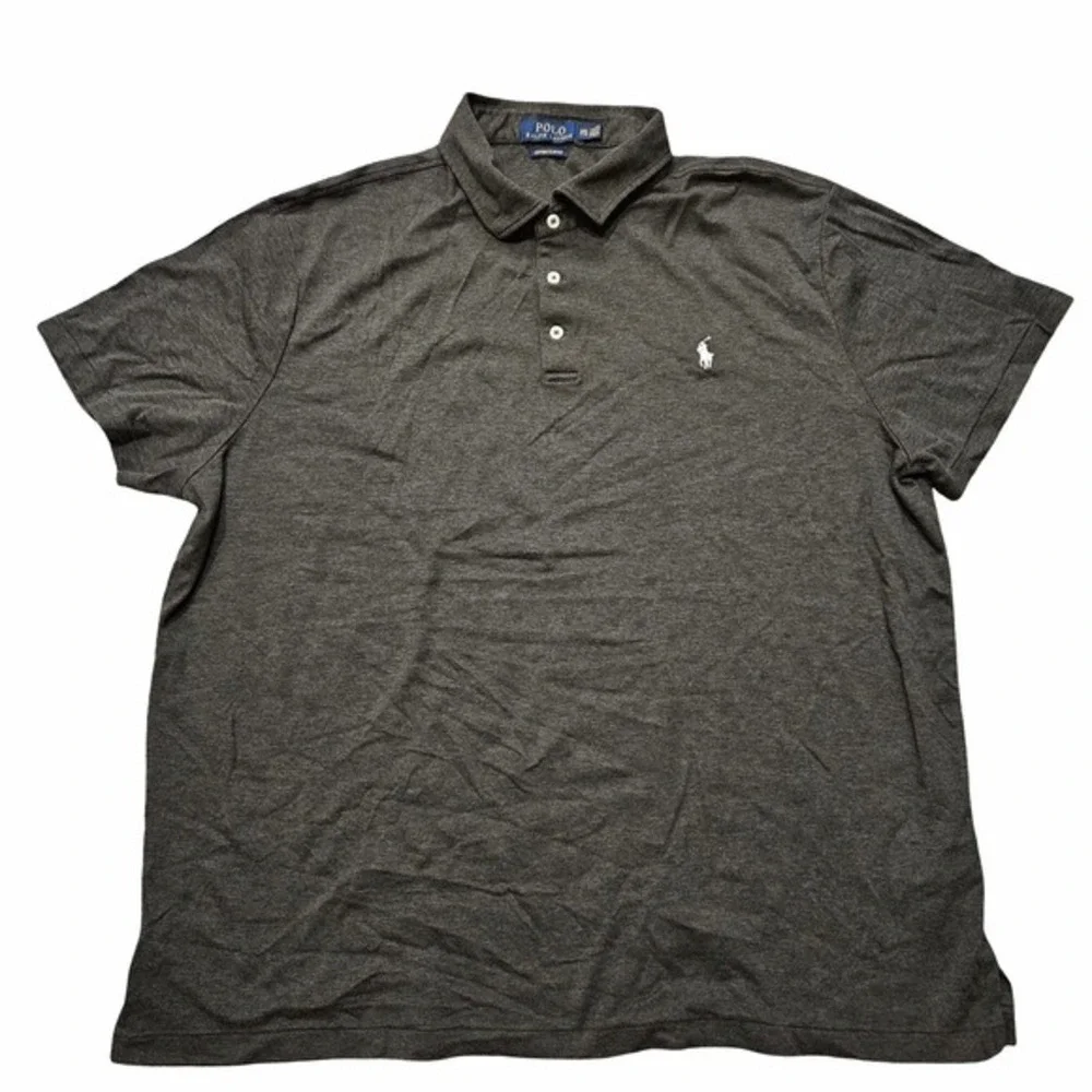 Polo Ralph Lauren Shirt‎ Mens XXL Custom Slim Fit Short Sleeve Polo Gray